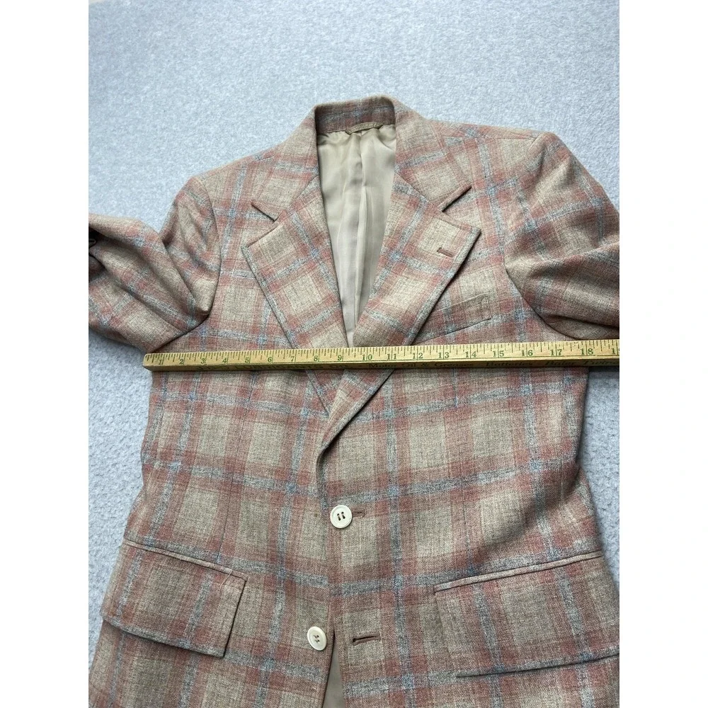 Rogers Peet Blazer Mens Small‎ S37 Plaid Wool Silk Blend Sport Coat